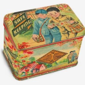 BLUE Q: Rare / Discontinued SAFE KEEPING Jr. Treasure Metal Box Tin